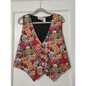 Vintage Nutcracker Dog Print Christmas Vest Size Large